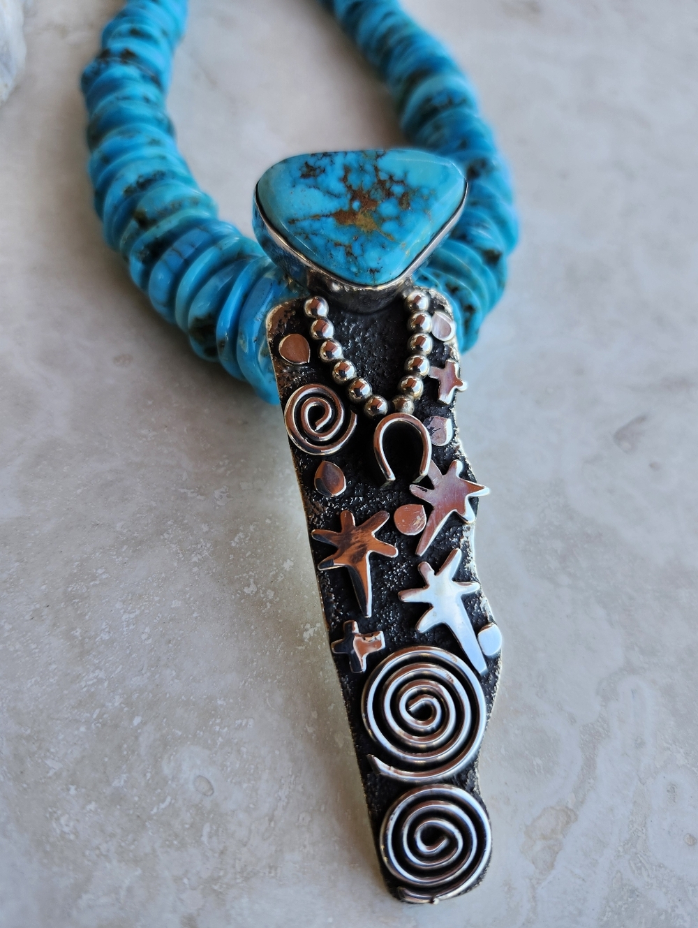 Sterling Silver Navajo Alex Sanchez Statement Necklace - Picture 3 of 17